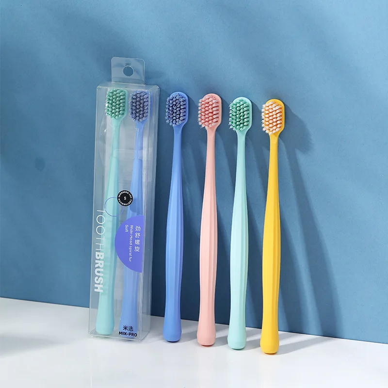 High Quality Spiral Bristle Couple Toothbrush Wide Head Adult Household Daily Deep Cleaning Teeth Convenient Individual Packing