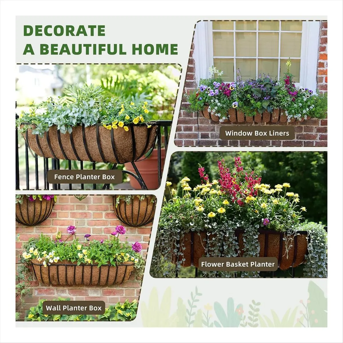 HITL 30 Inch 3 Pack Trough Liners, Coconut Coir Fiber for Wall Basket , Window Box Liners, Garden Planter Baskets