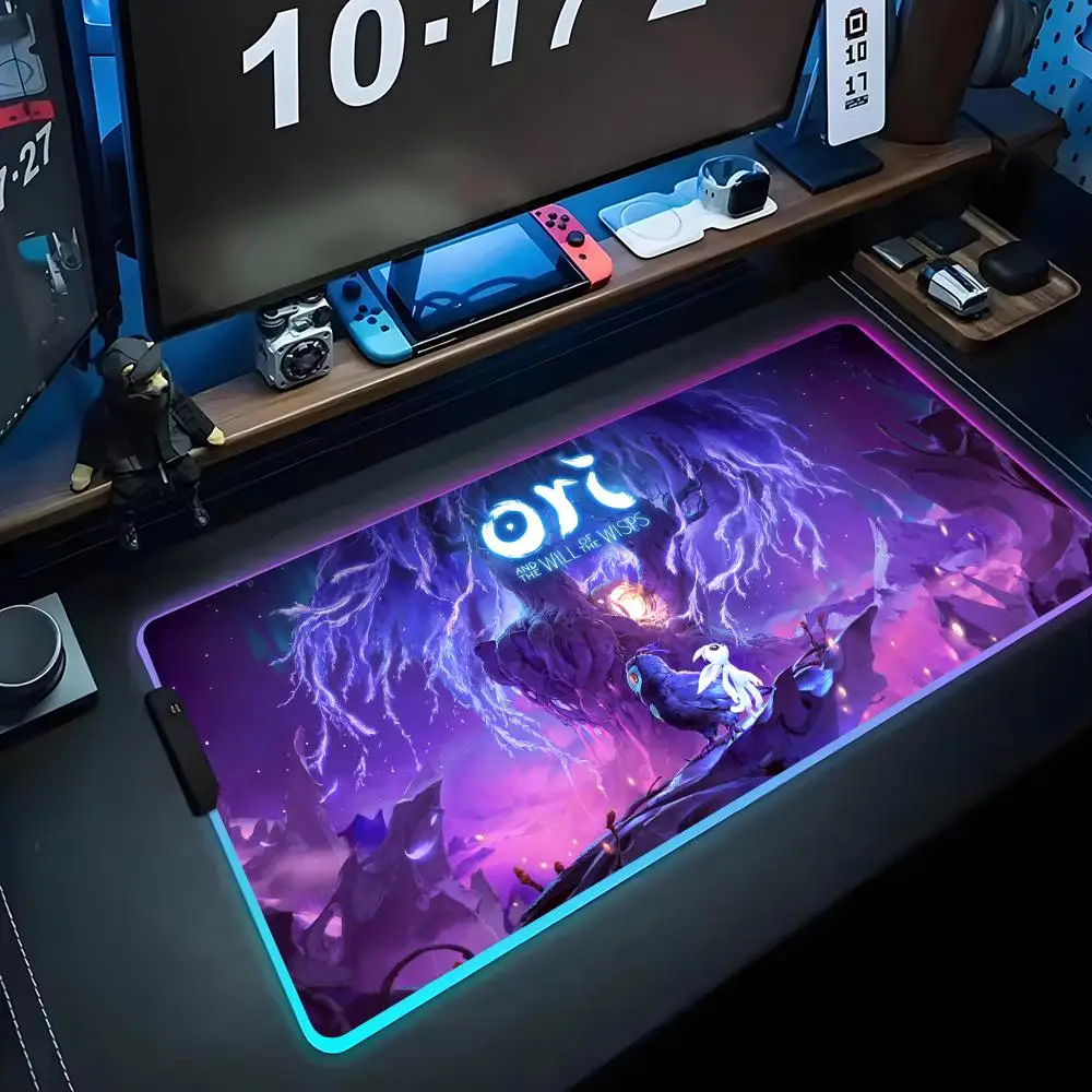 Ori and the Blind Forest Mouse Pad RGB Gaming Mousepad Big LED Pad PC Desk Mat Luminous Mouse Pad Large Keyboard Mats Table