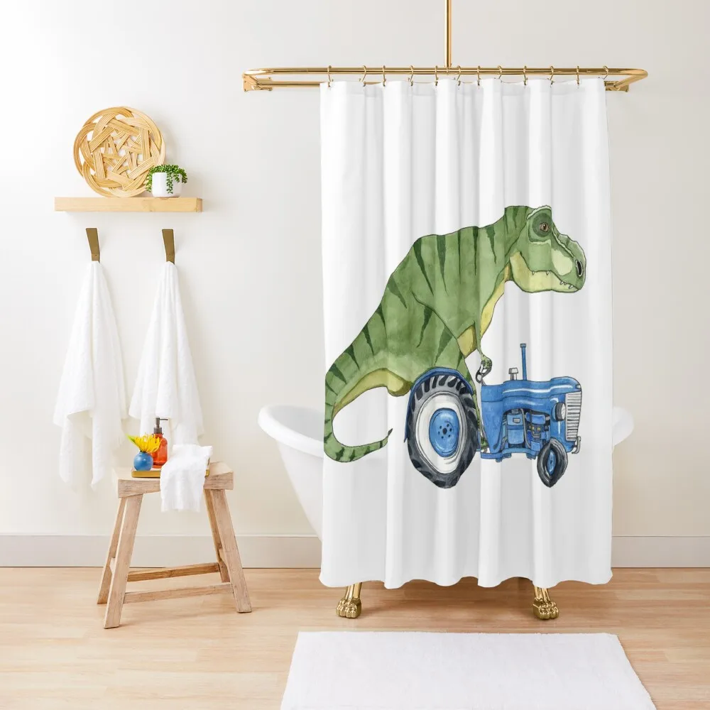 

Dino Tractor Shower Curtain Shower Sets For Bathroom Shower Bath Cover Washable Waterproof Fabric Curtain