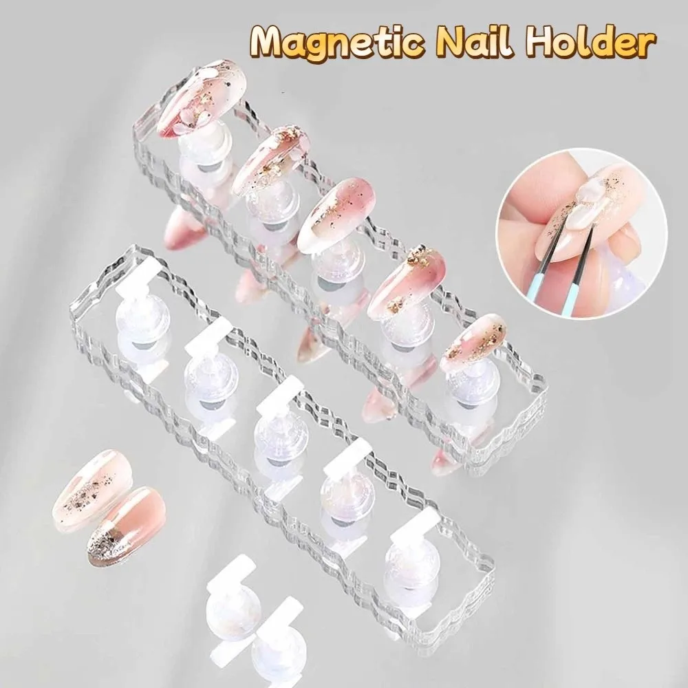 

3 комплекта, градиентный магнитный держатель для ногтей, прозрачные многоразовые кончики ногтей, тренировочная подставка, акриловая основа, блестки, блестящие полки для демонстрации ногтей