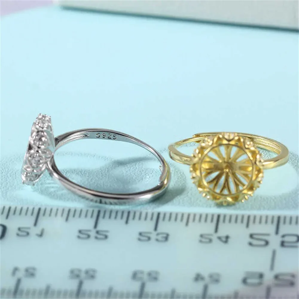 Solid S925 Sterling Silver Pearl Ring Settings Findings & Accessories - for Jewelry Making Bulk Wholesale Craft Supplies 6-8mm