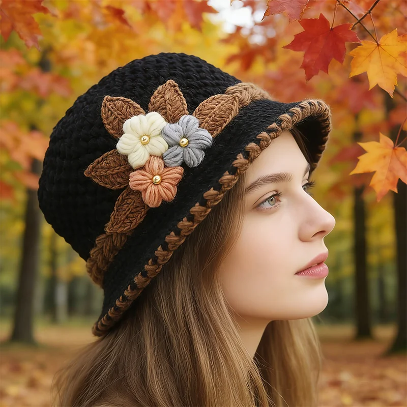Winter Hat Ladies Knitted Hat Warm Ear Protector Windproof Hat Thickened Pullover Hat