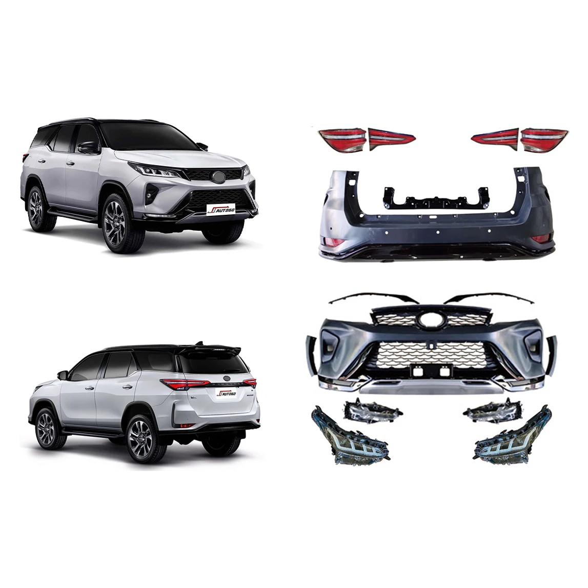 

Комплект для кузова Toyota Fortuner 2016, 2017, 2018, 2019, обновление для леггинсов с передним, задним бампером и решеткой в сборе