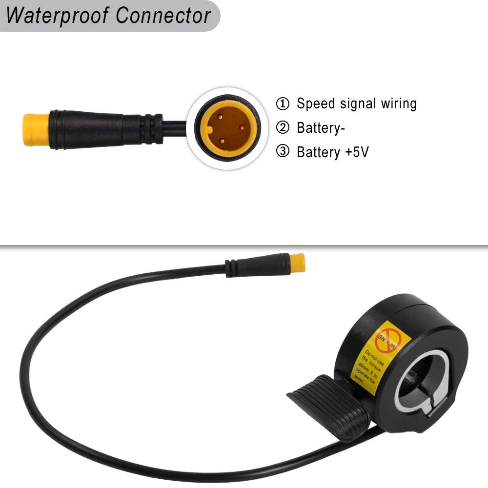 130X Ebike Thumb Throttle 3Pin Male SM/Waterproof Plug Speed Control Accessories Waterproof Connector for Electric Scooters