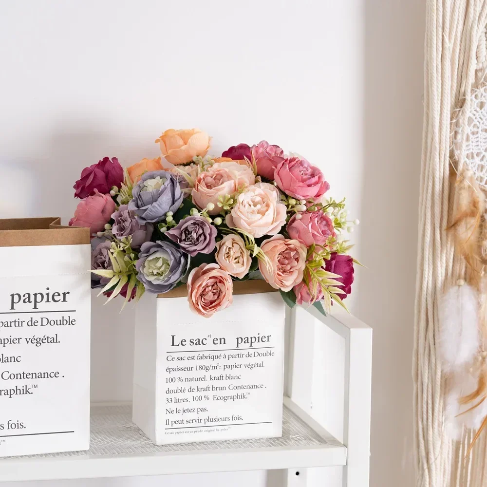 

30cm Rose Silk Peony Artificial Flower Pink DIY Home Living Room Garden Wedding Decoration Fake Flowers for Vase Cheap Bouquet