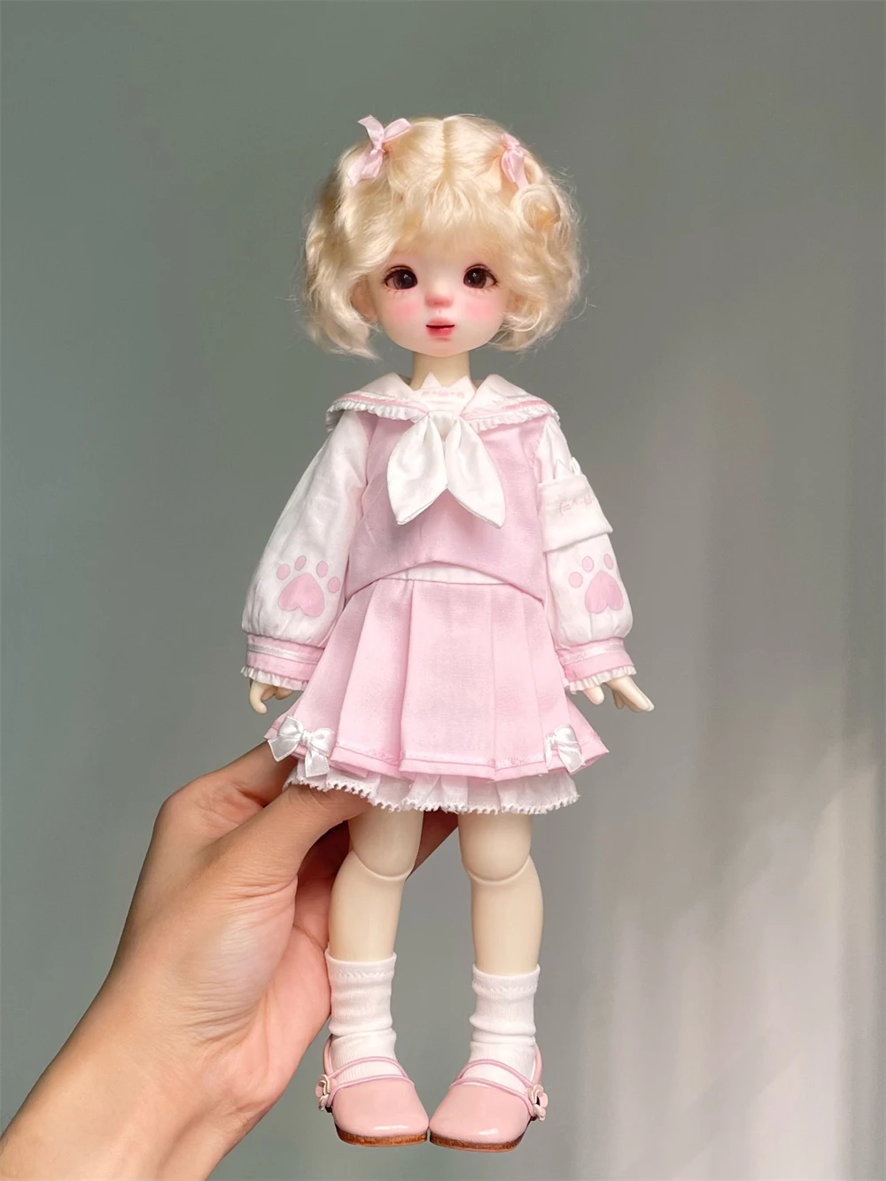 BJD doll clothes suitable for 1/6 size 1/3hat Cute Meow Search Team clothing set doll accessories (4 points)