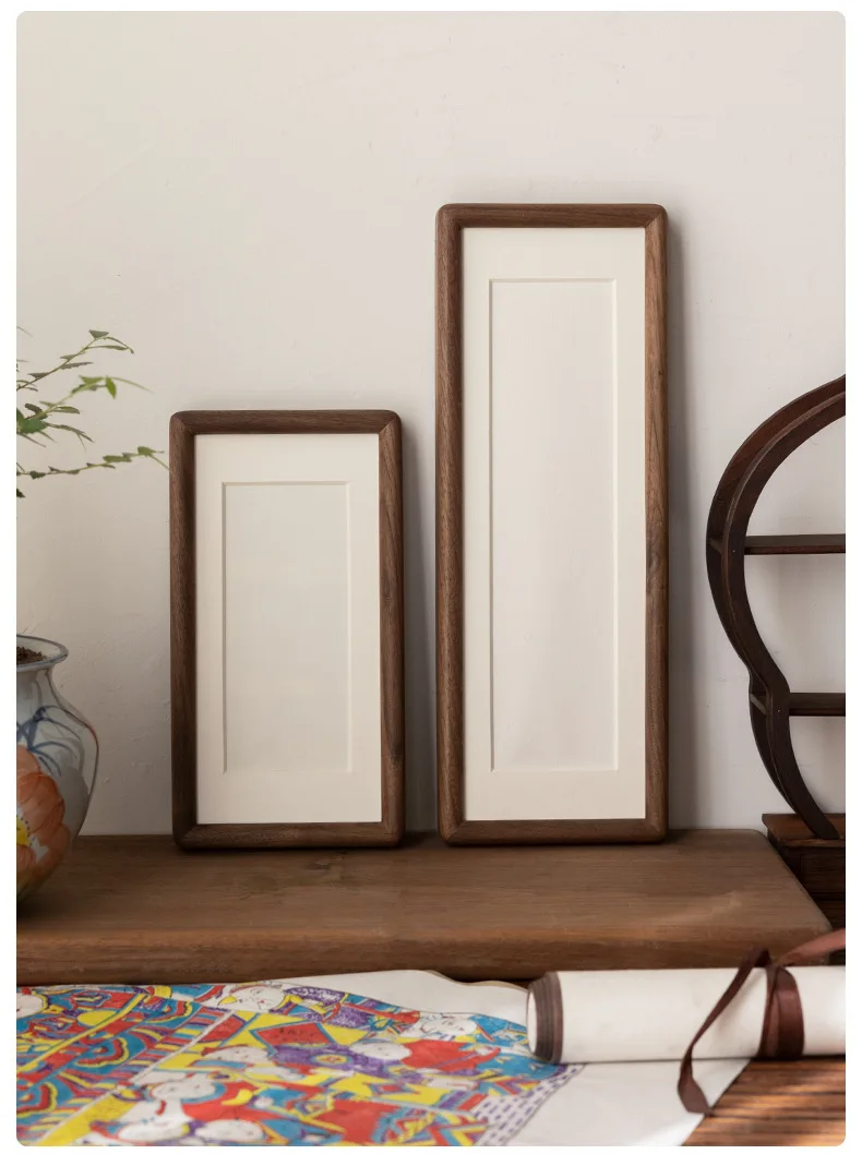Rectangular Solid Wood Photo Frame High-Quality Black Walnut/Teak Mortise and Tenon Picture Frame Display Stand Desktop Decor