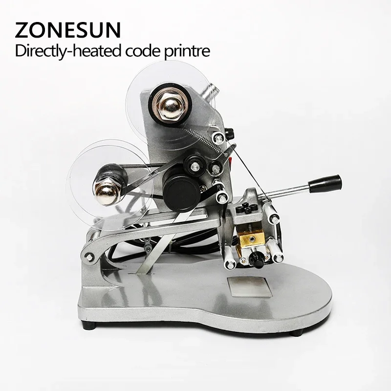 ZONESUN Manual Thermal Ribbon Date Printer Machine With A-Z Letter Hot Stamping Directly Heated Coding Machine Bags Card