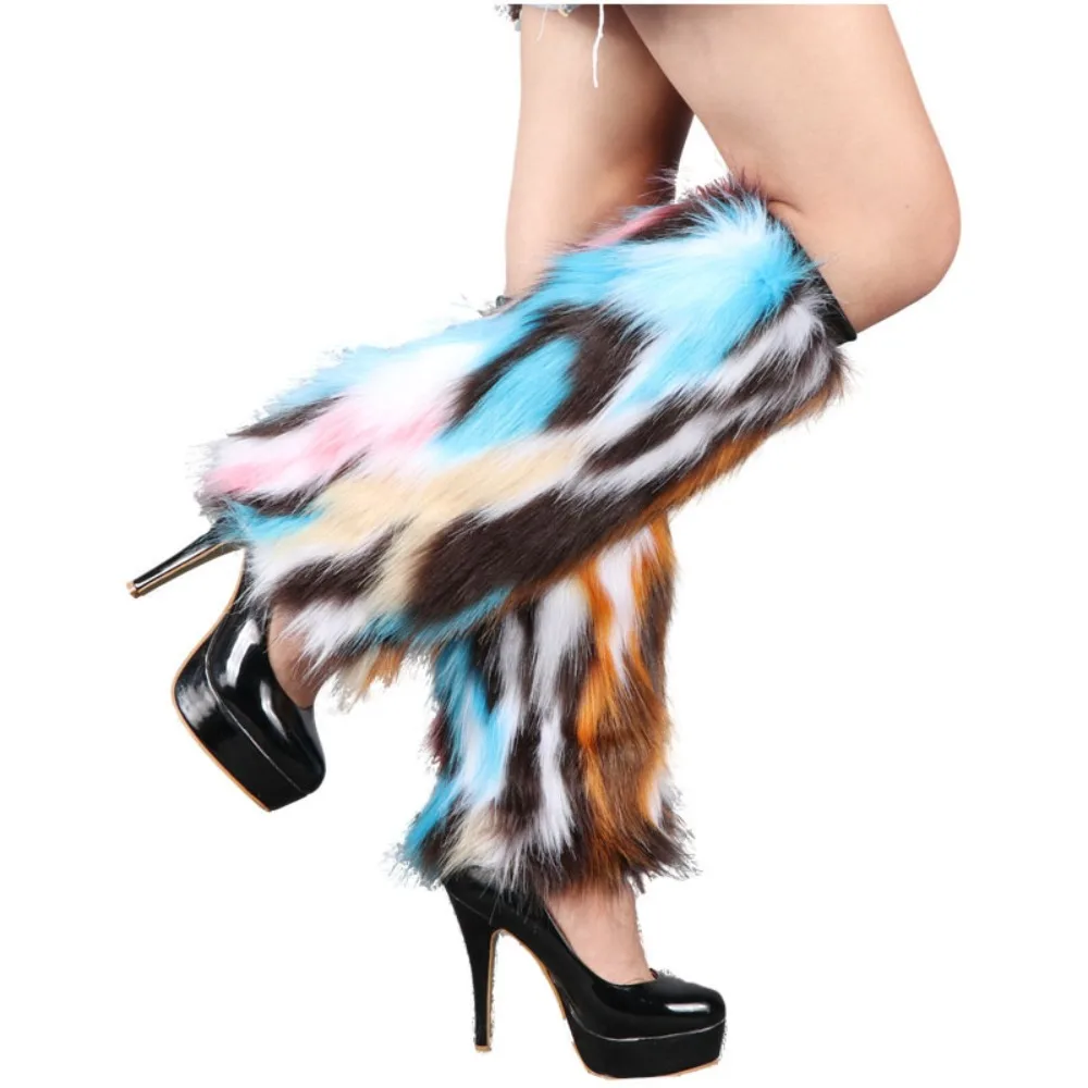 

Soft Faux Fur Furry Leg Warmers Sweet Y2K Long Tube Stockings Knee High Luxury Thicken Warm Leg Cover Autumn/Winter