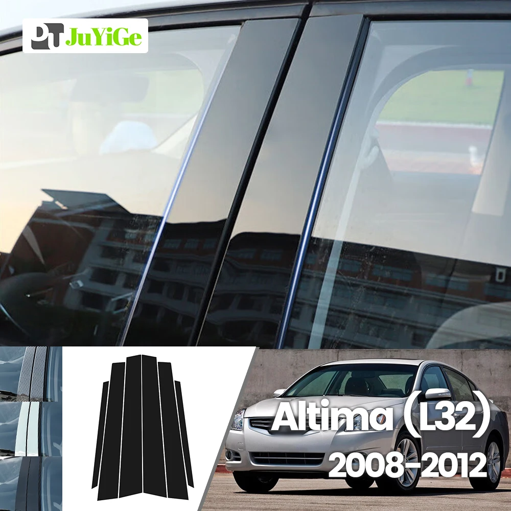 

For Nissan Altima L32 2008-2012 2009 2010 2011 Bright Black Carbon Fibre Window Door B C Sticker