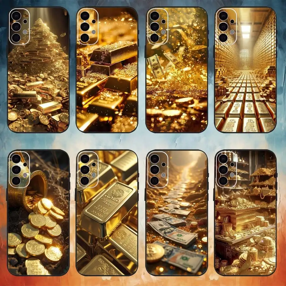 

Gold Cash Art Phone Case For Samsung S25,S24,S21,S22,S23,S30,Ultra,S20,Plus,Fe,Lite,Note,10,9,5G Black Cover