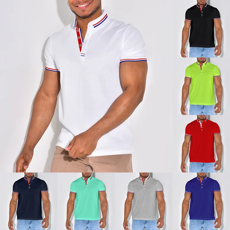 

Polo T Shirt for Men 2023 New Men's Short Sleeved T-shirt Polo Shirt Youth Men's Solid Color Lapel T-shirt Business Casual Wear