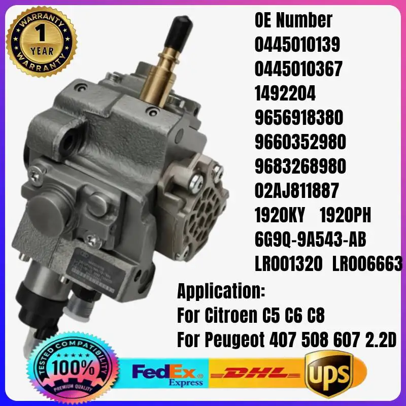 0445010139 0445010367 1920KY 02AJ811887 9656918380 LR001320 6G9Q-9A543-AB Fuel Injection Pump for Citroen Peugeot Ford 2.2 d