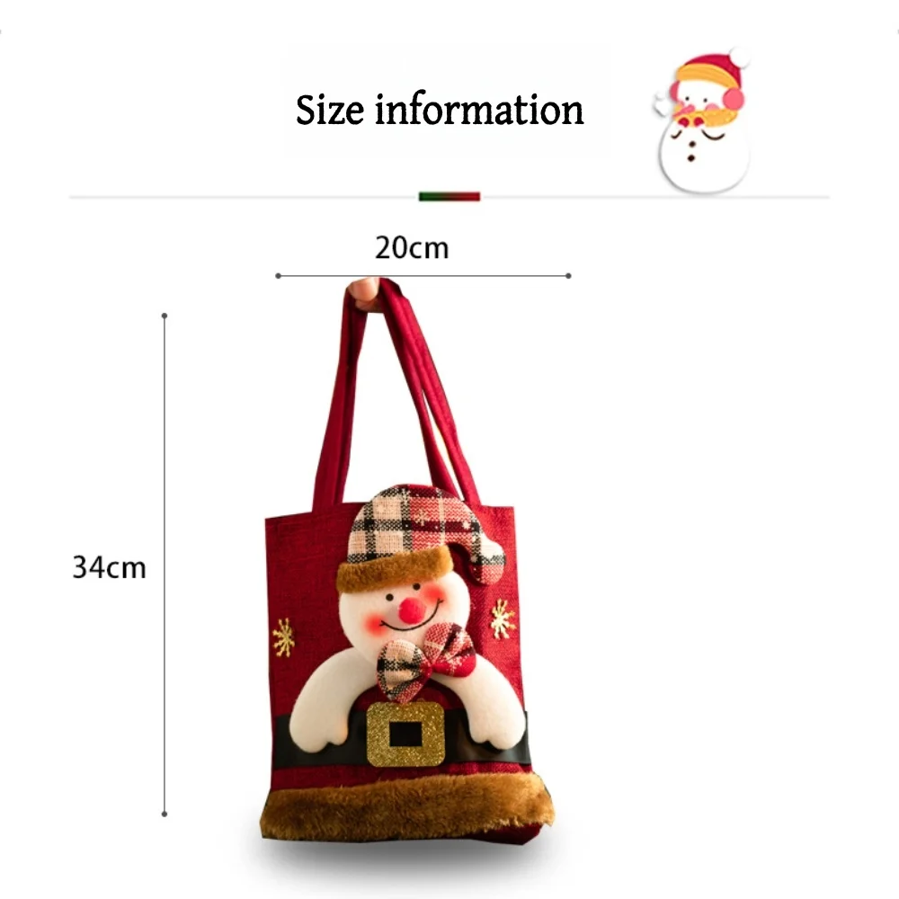 Christmas Apple Candy Grocery Bag Handbag Children Creative Candy Gift Bag Eco Tote Bags Funny Animal Print Linen Shopper Bag