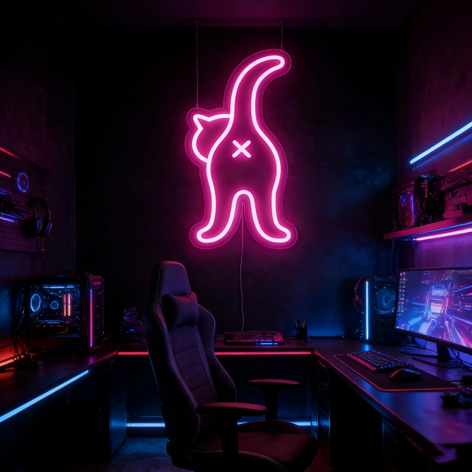 Cat Neon Sign,Cheeky Cat Neon Sign,Pink LED Cat Neon,Funny Bar/Bedroom Wall Decor,Retro Bar/Game Room Wall Art,Custom Neon Sign