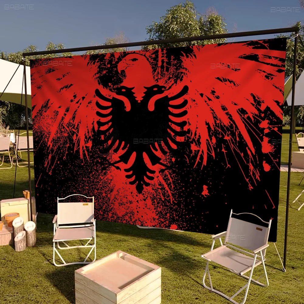 Albania Flag Creative Pattern Hanging Flag Polyester Printed Banner Hand Pulled Flag