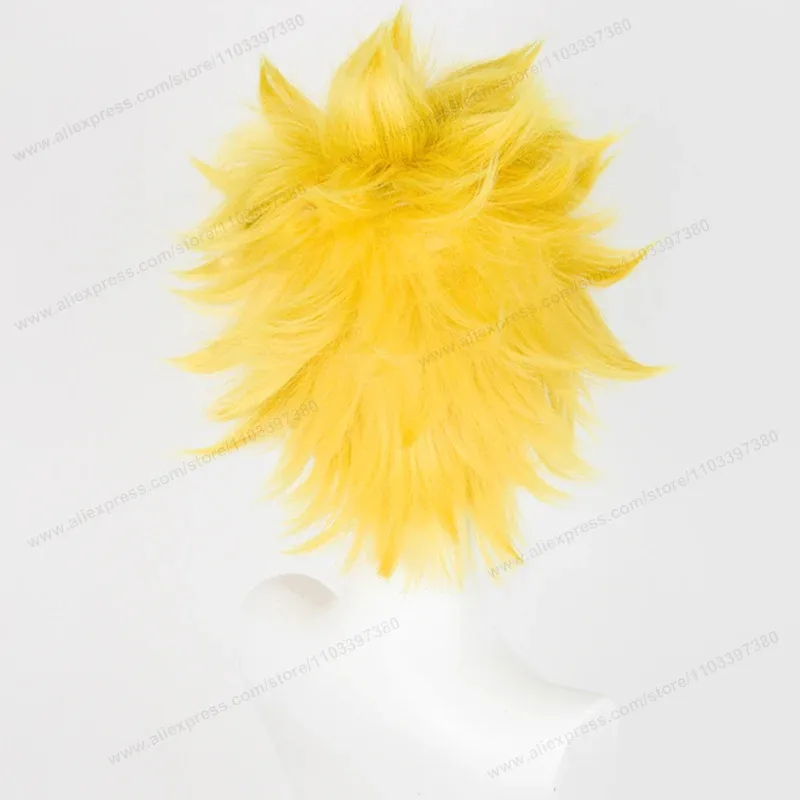 Anime Uzumaki Cosplay 30 cm curto loiro dourado cabelo perucas sintéticas resistentes ao calor; 5'b, 8,v;