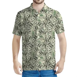 Cool 3D Printed US Dollar Polo Shirt For Men Kids Summer Short Sleeves Lapel Tees Casual Streetwear Button Oversized POLO Shirts