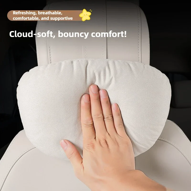DOMEN New For NIO Firefly Suede Car Seat Neck Pillow Headrest Breathable Waist Lumbar Support Cushion Car Interior Seat Accessor