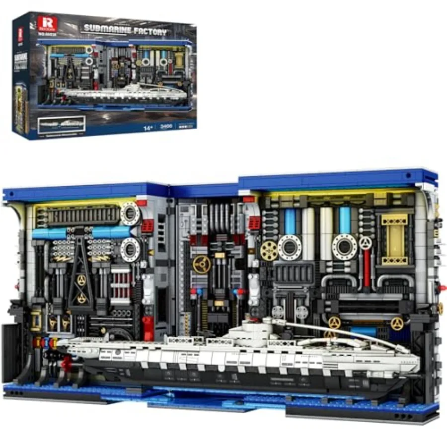 

Adult Submarine Model Building Blocks, U-Boat Factory Bookend Design, Lighted Building Kit, Toy Gift for Boys, Men and Military