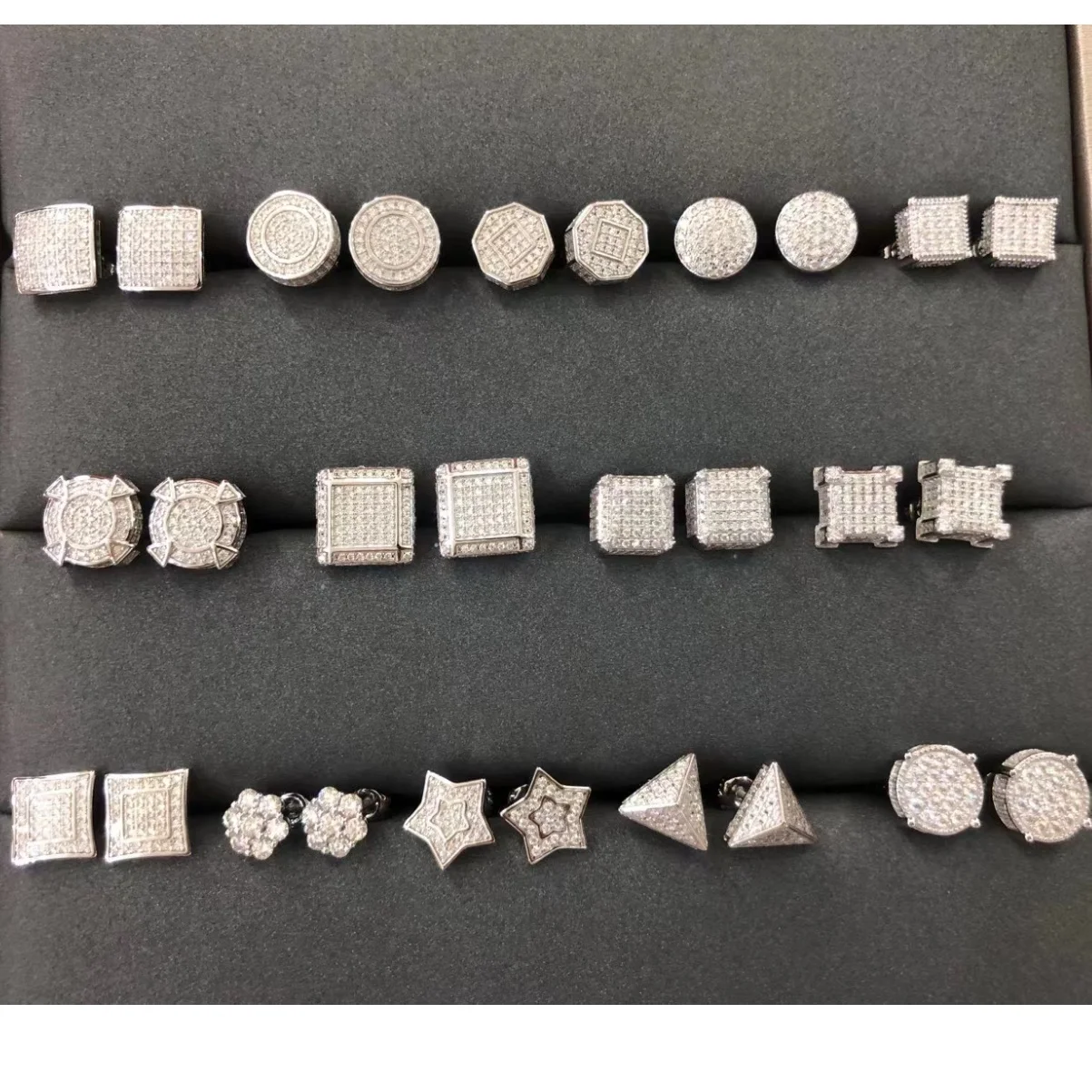 

New gemstone earrings luxury 925 sterling silver stud earrings chilled vvs moissanite earrings men's sterling silver jewelry