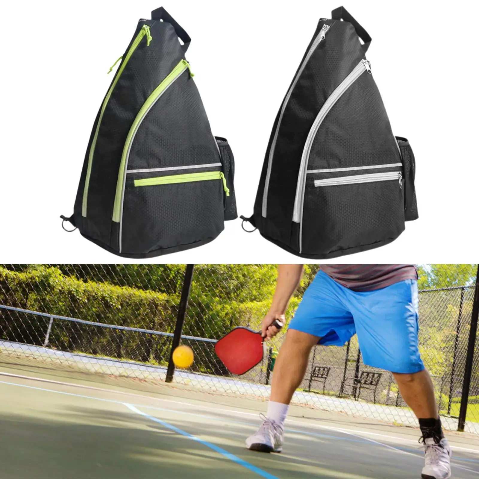 Pickleball Bag Tennis Bag Adjustable Strap Holder Zipper Crossbody Bag Paddle