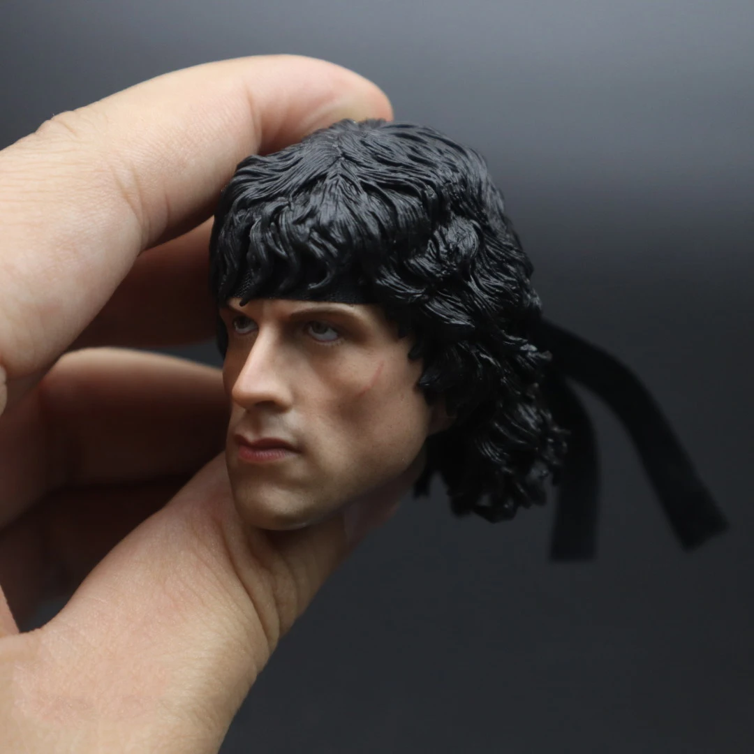 Collectible In Stock 1/6 Scale First Drop of Blood Rambo God of the Jungle Male Head Sculpt Carved Accessory Model for 12'' Body