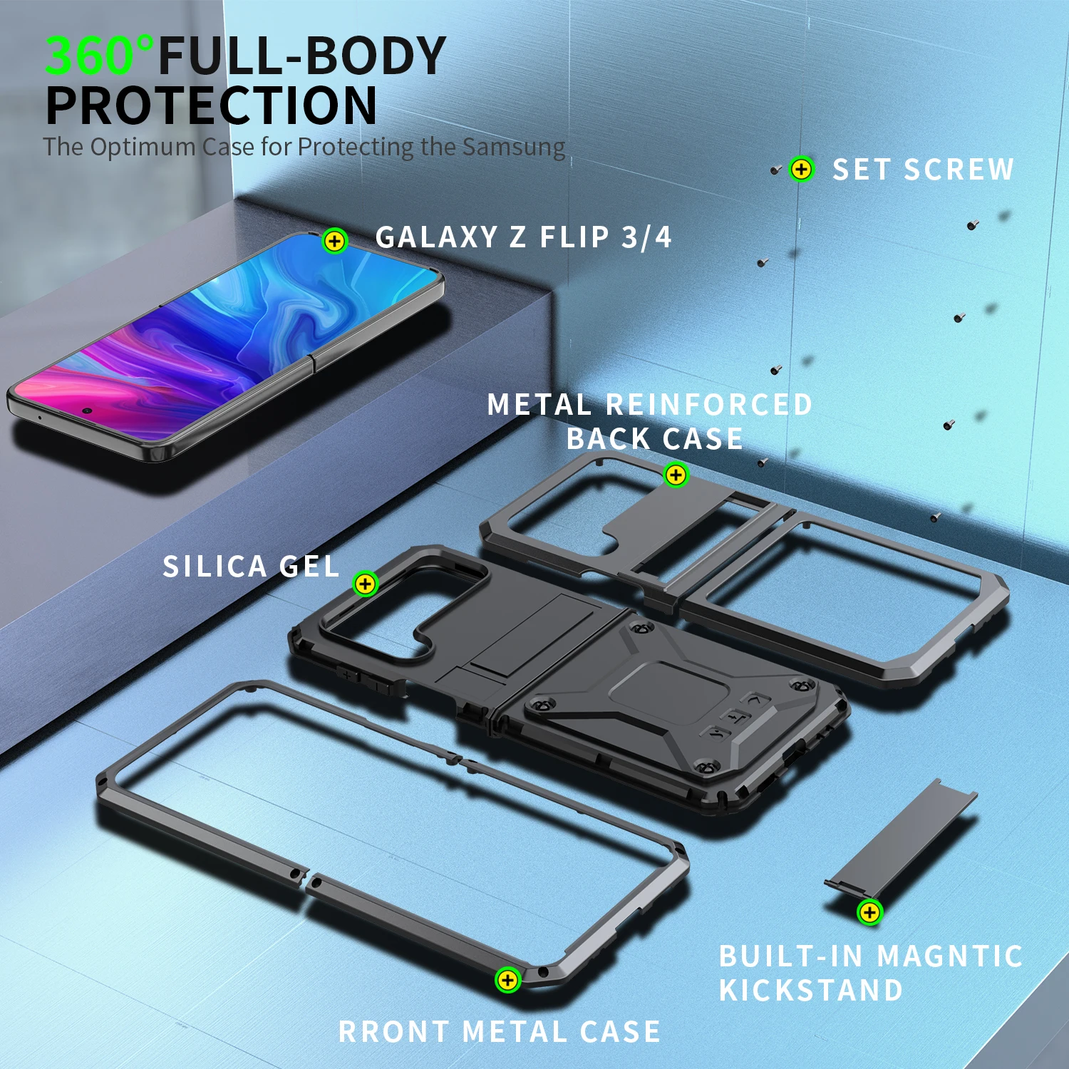 Metal Aluminum Armor 360 Full Protect Shockproof Case For Samsung Galaxy Z Filp 4 3 Fild4 Fild3 5g Phone Case Cover Funda Coque