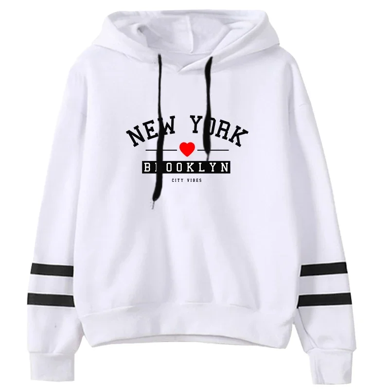 Hoodies เสื้อสตรีพิมพ์ทุกวันอเนกประสงค์ Pullovers Stripe Jogging กีฬาเสื้อผ้า Casual Street ผู้หญิง Hooded Tops 2025