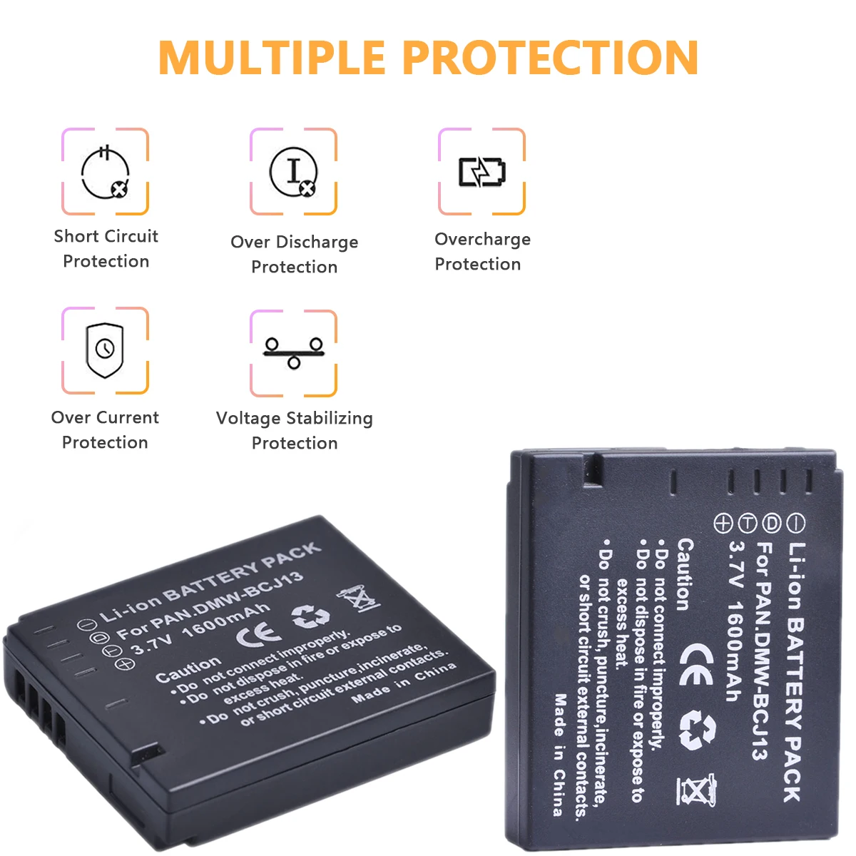 1600mAh DMW-BCJ13 Battery for Panasonic DMWBCJ13 DMW-BCJ13E DMW-BCJ13PP Lumix DMC-LX5 DMC-LX7 DMC-LX55 DMC-LX5K