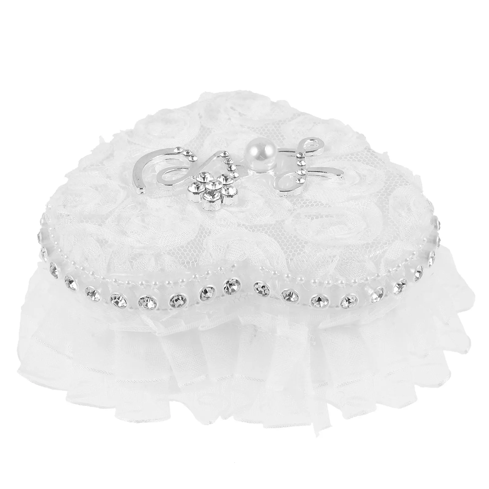 Heart Shape Ring Box Decorative Lace Romantic Wedding Ring Holder for Ceremony Proposal Anniversary Valentine's Day