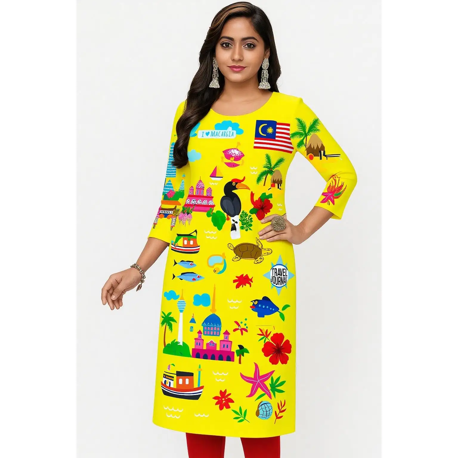 2026 Kurt Damenkleid, modisch und bequem, mit langen Ärmeln, geradem Schlauch, lässigem Rundhalsausschnitt, mehreren Designs,