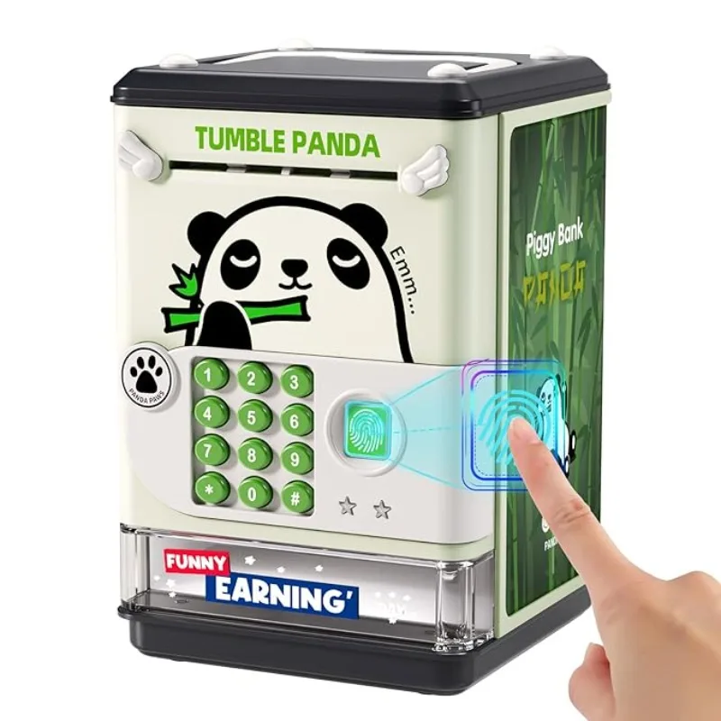 ATM Piggy Bank Toys Cute Animal Automatic Electronic Safe Money Bank for Kids Boys Girls with Password Fingerprint Simulation