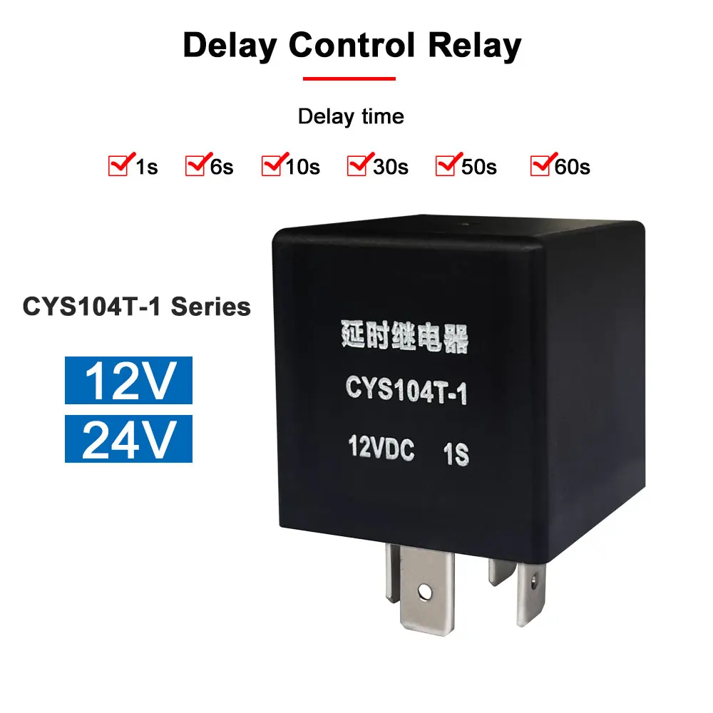 CYS104T-1 12V 24V 4-pin Headlights Horn Delay Control Car Automobile Relay Delay 1s 10s 60s