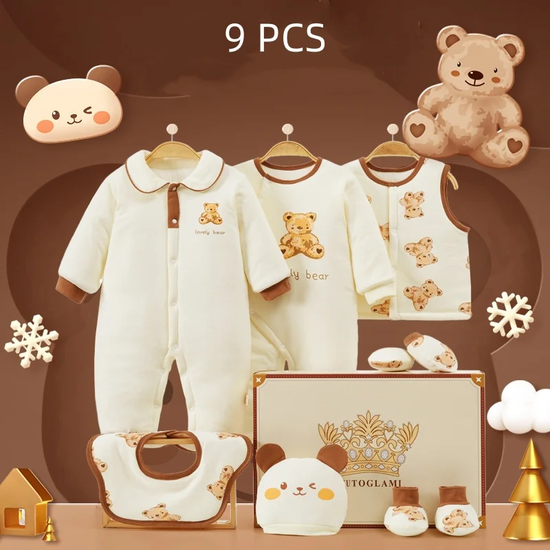 9-11-pieces-lot-newborn-baby-clothing-set-boys-girls-100-cotton-infant-outfits-winter-baby-hat-bib-clothes-suit