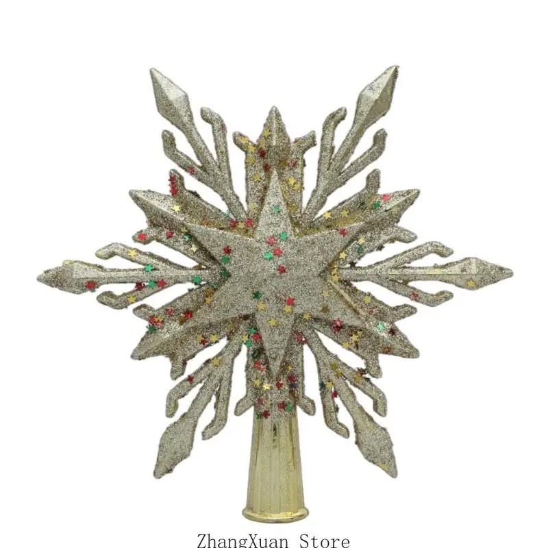 Hochwertige glitzernde Schneeflocken-Weihnachtsbaumspitzen mit einfacher Installation, festlicher Baumschmuck, 3 x – Detail 5
