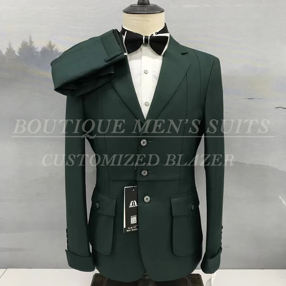 

Luxury Men's Suits Formal Single Breasted Notch Lapel Slim Fit Outfits High Quality Business Office 2 Piece Jacket Pants Sets