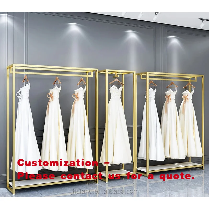 custom.Wedding Dress Display Rack Bridal Store Stainless Steel Display Rack Stand Heavy Duty Clothing Shelf Electroplate Shiny