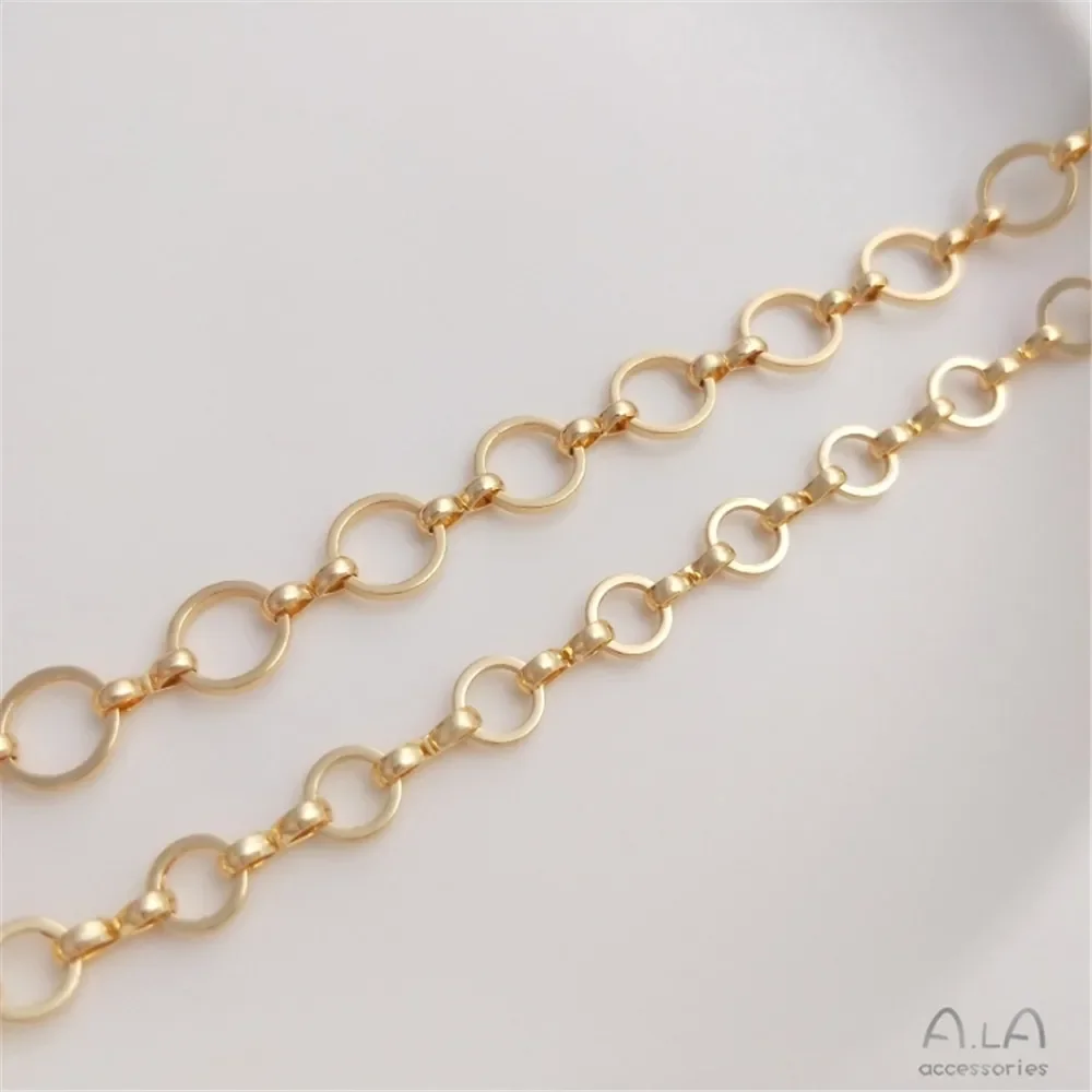 Color preserved 14K gold plated 6mm ring chain 8mm ring O chain Handmade loose chain DIY bracelet earring head jewelry material