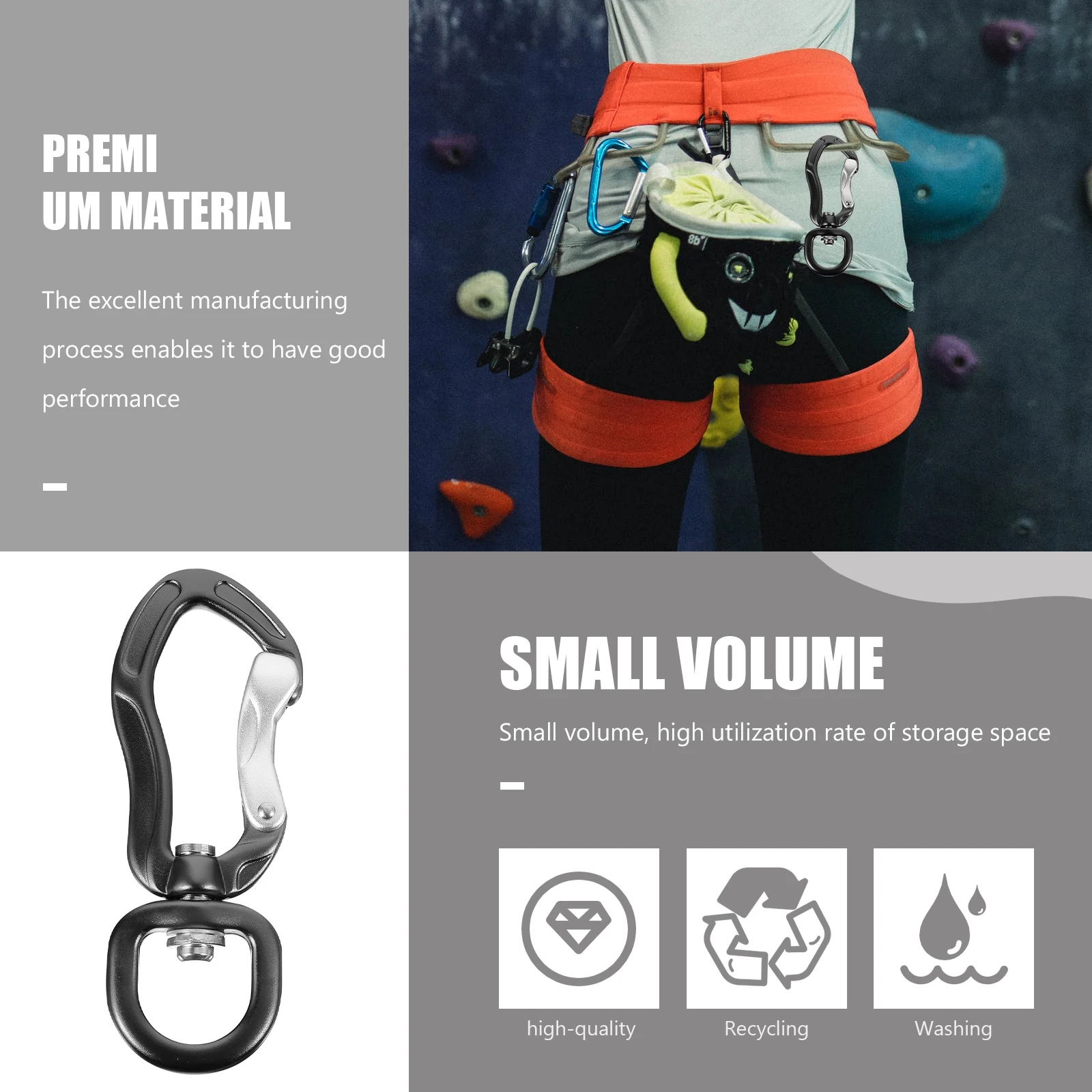 Fivela de pipa de suspensão rápida, design compacto durável premium para acessórios de escalada, chaveiro multifuncional, fivela universal para cachorro