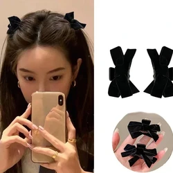 Korean 1/2pcs Sweet Black Red Bow Small Hair Claw Clip Princess Velvet Bow Hair Clip Claw Clamp Headwear Girls Women