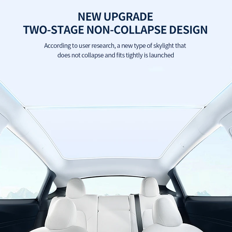 

For Tesla Model 3/Y/3 Highland/Y Juniper 2PCS Ice Cloth Buckle Shades for Glass Roof Front & Rear Sunroof Skylight Sunshade