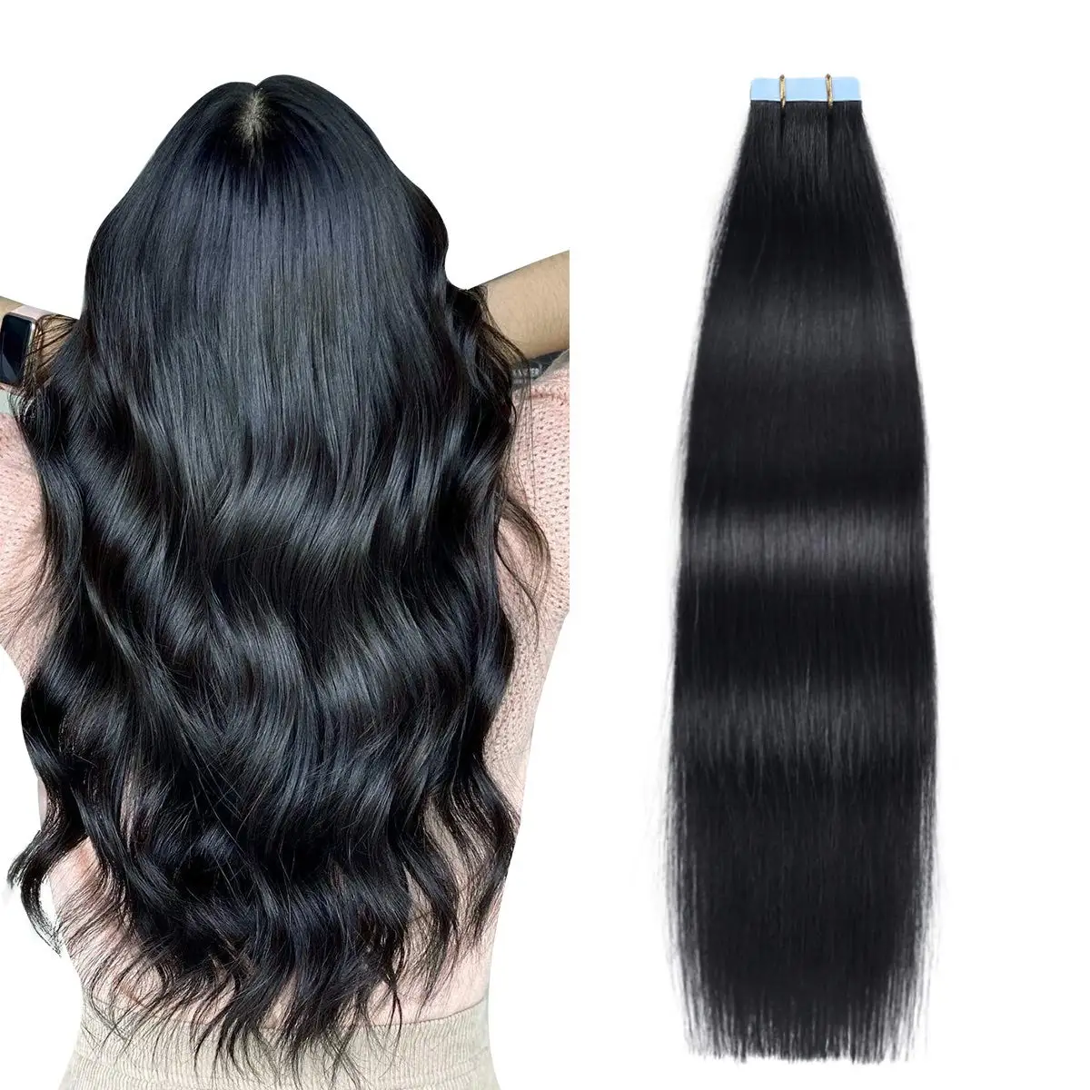 

Tape Hair Extensions 100% Human Hair Jet Black