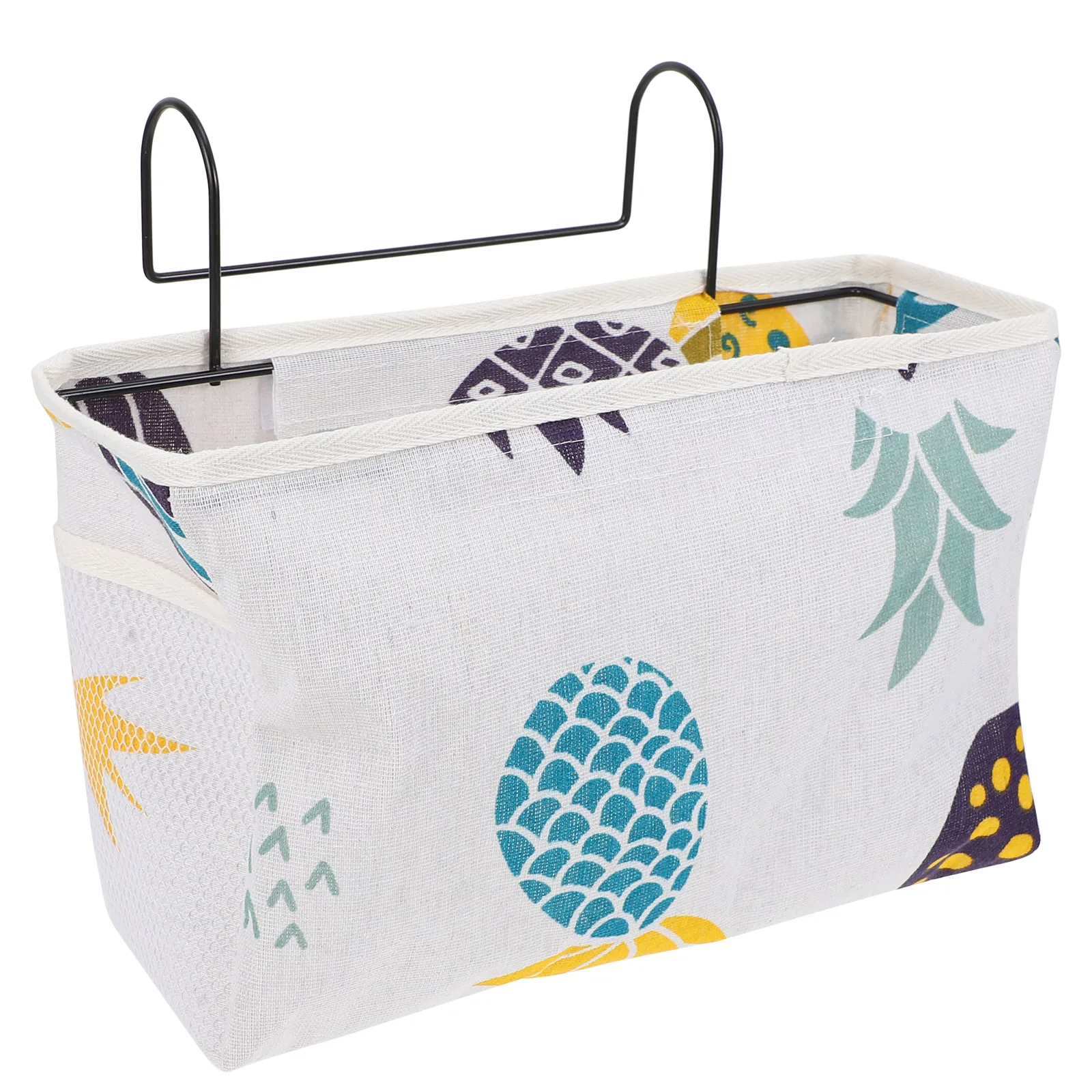 

Hanging Storage Pouch Cloth Iron Basket Artifact Organizer Books Glasses Sundries Holder Dorm Bedside Long Lasting Use