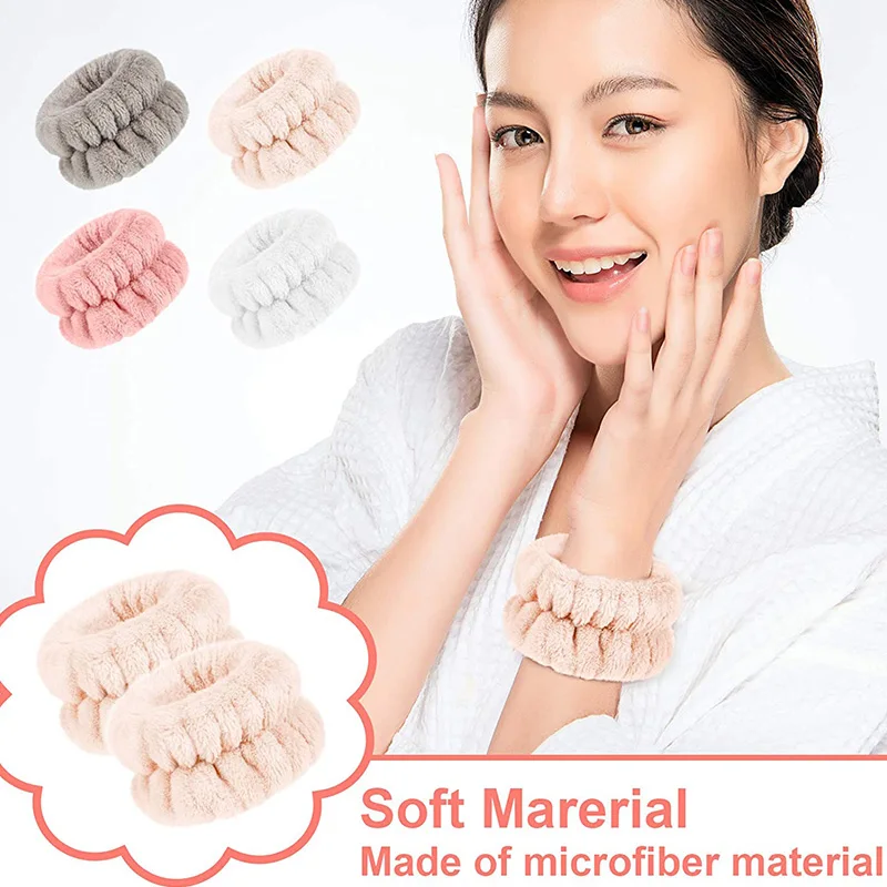 洗顔用マイクロファイバーリストウォッシュタオルバンド、吸水性のあるリストバンド、女性用ヘッドバンド