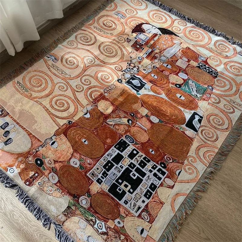 

Klimt KISS Ретро картина маслом Чехлы для диванов Одеяло для отдыха Four Seasons Универсальное одеяло Одиночный диван Полотенце Подвесной тканевый чехол