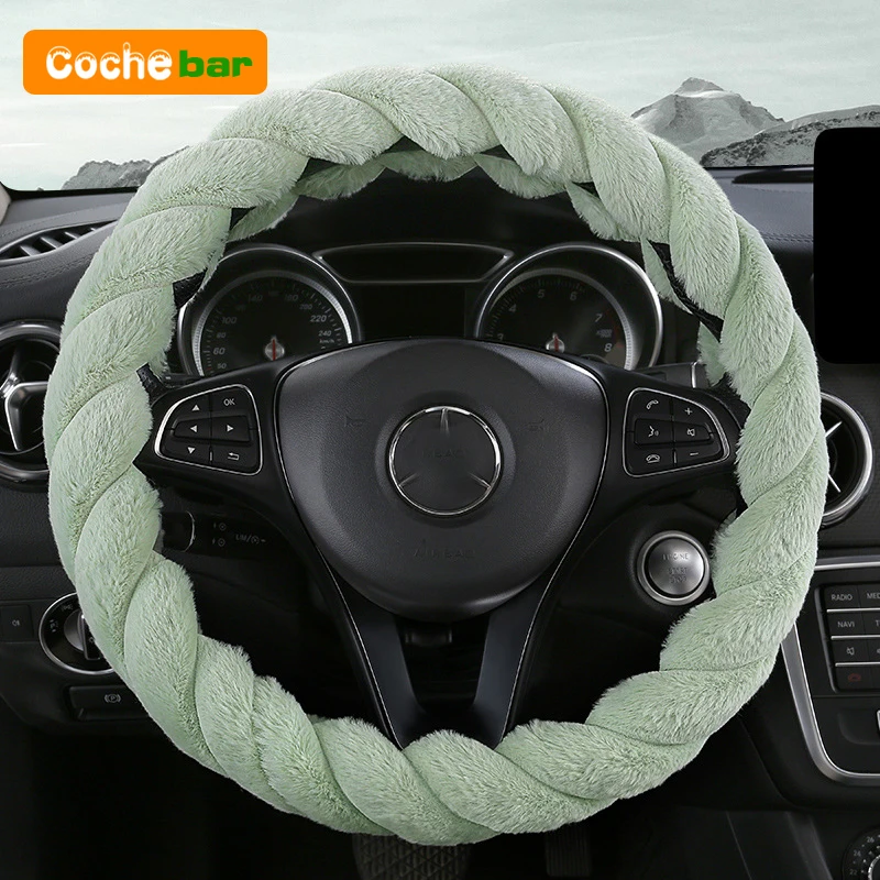 Plush Steering Wheel Cover Universal 38cm Diameter Auto Winter Anti Slip Warm Car Accessories Interior Woman Car Decorations