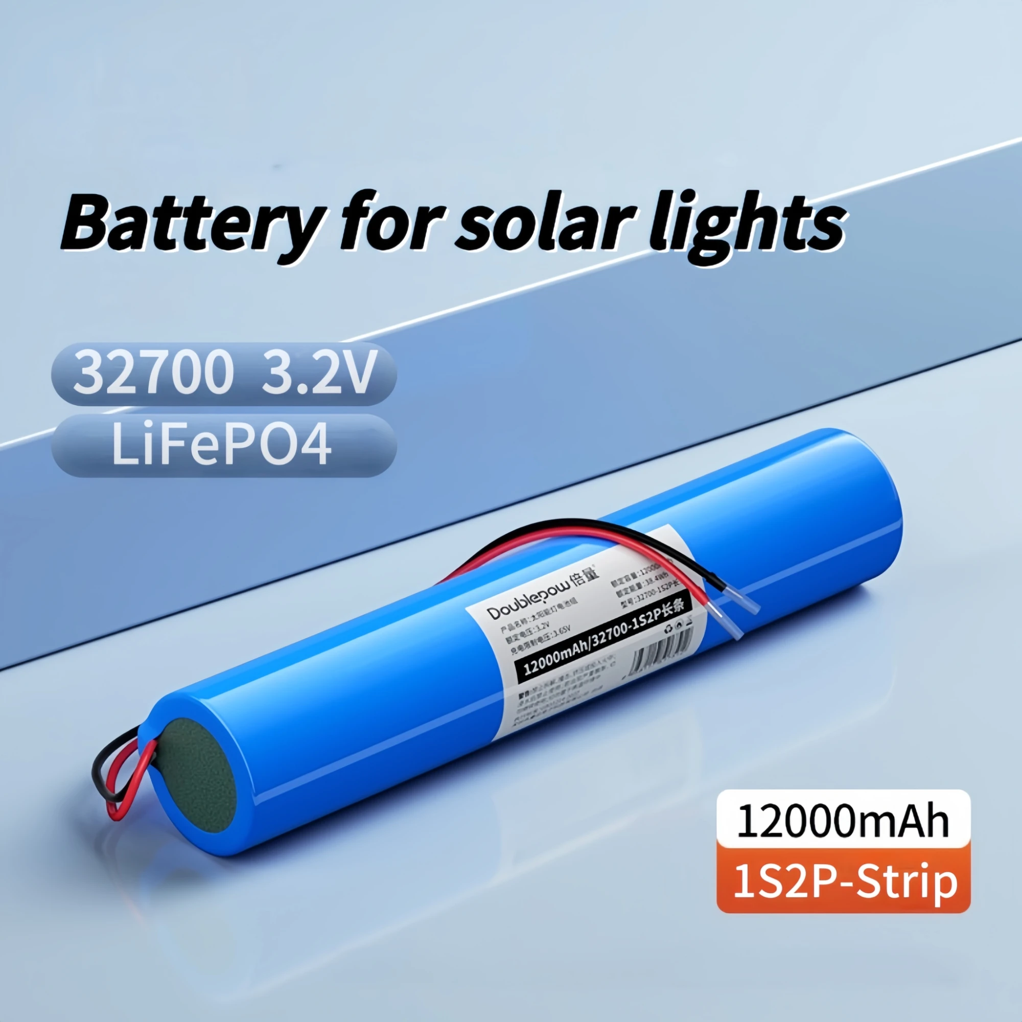 

1PCS 32700 LiFePO4 Battery Pack 1S2P 3.2V 12000mAh with Wires for Solar Street Light Electric Scooter Chainsaw Amplifier Sprayer