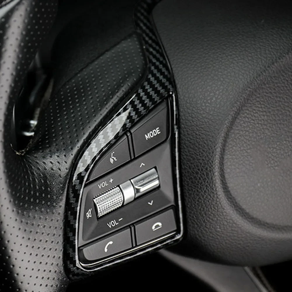 ل Genesis G70 ألياف الكربون ABS عجلة القيادة غطاء إطاري الداخلية توجيه ضبط مقبض لوحة أزرار ملصقات LHD/RHD